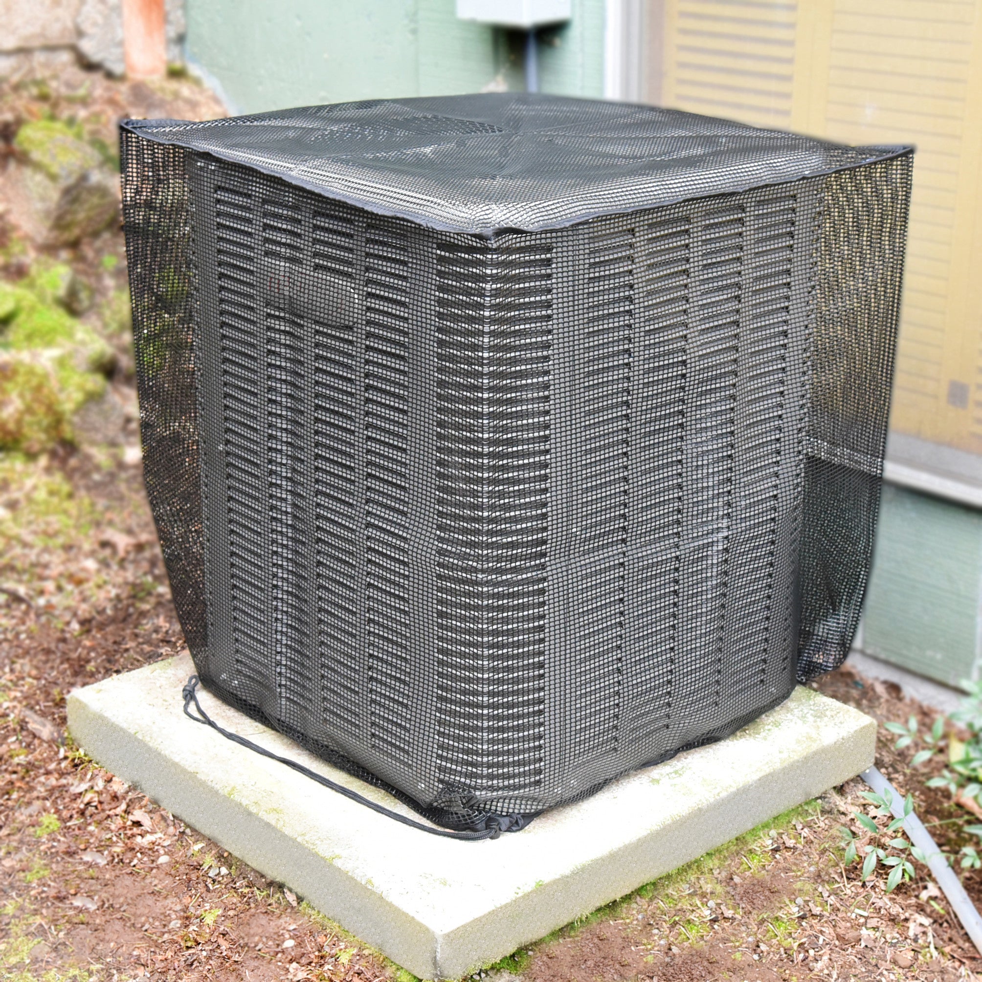 Covering Black AC Cover on Air Conditioning Unit Large Cover